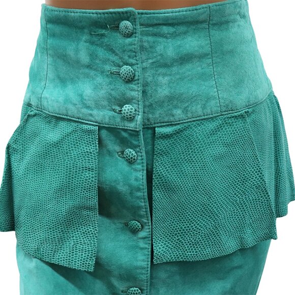 Danier Green Suede High Waist Pencil Skirt S - Picture 3 of 6